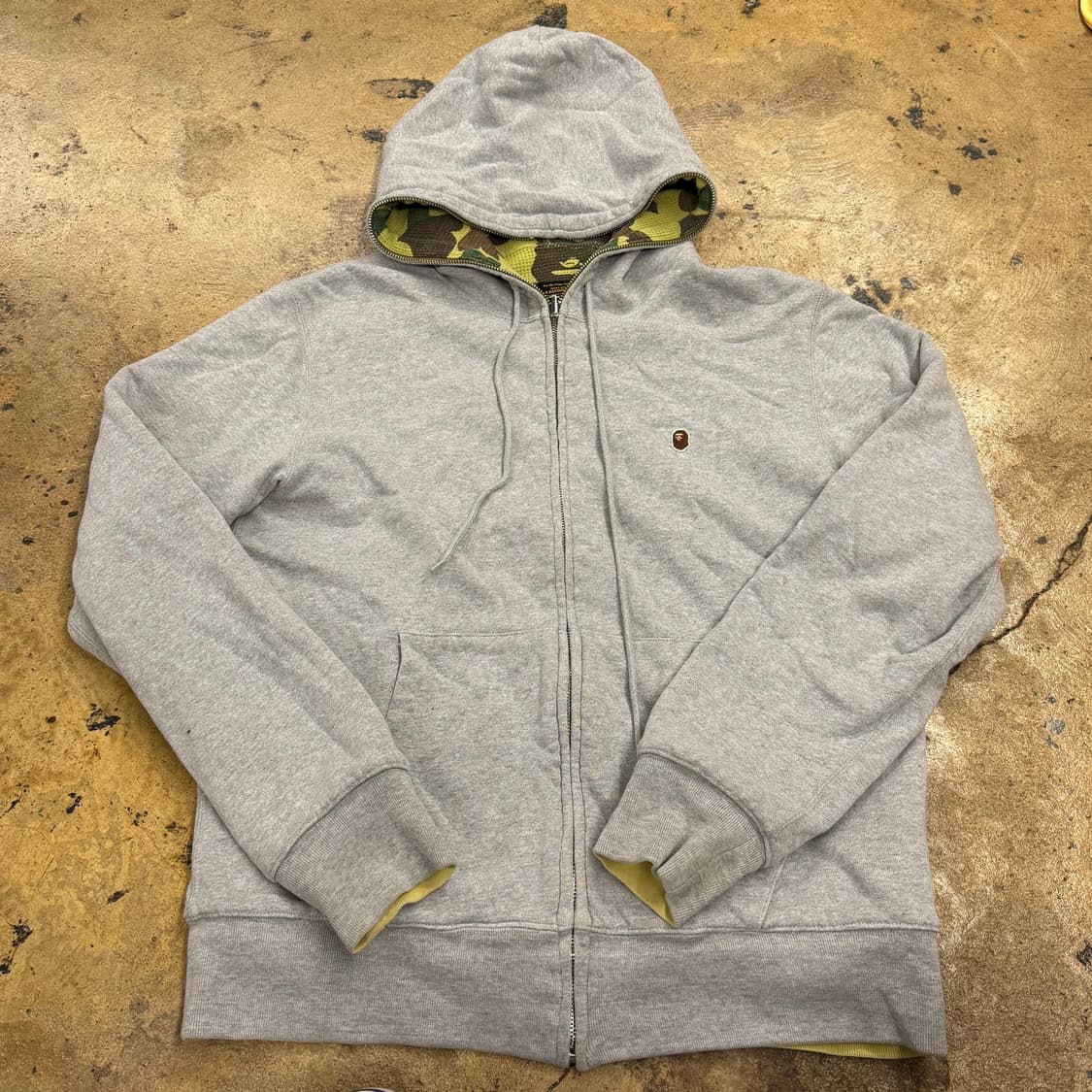 베이프 리버시블 양면 그레이 카모 밀리터리 풀 후드집업  상품이미지2
