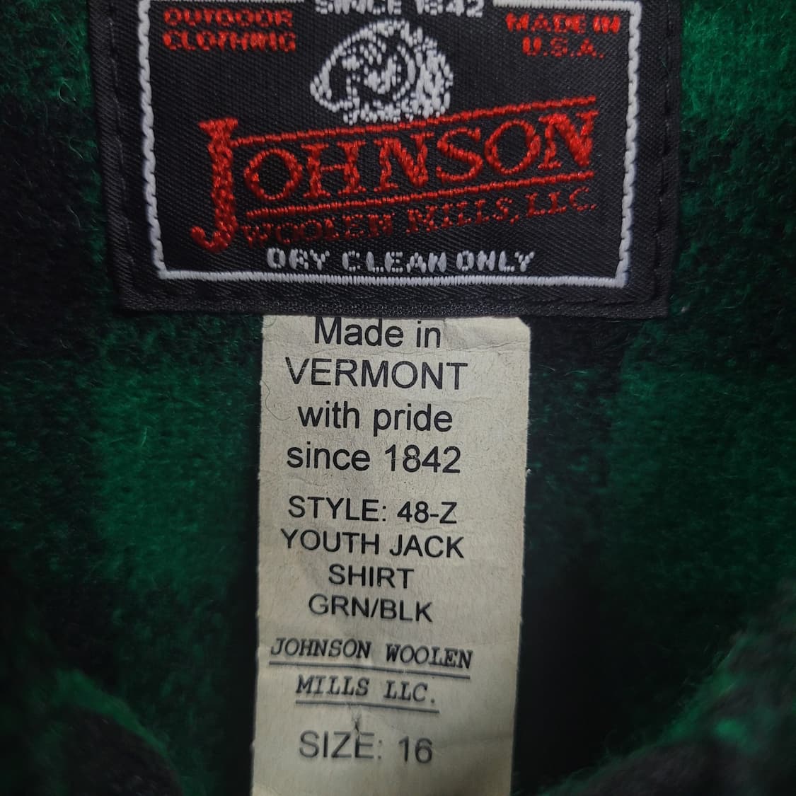 JOHNSON Woolen Mills 아카이브 그린 체크 집업 울자켓 상품이미지4