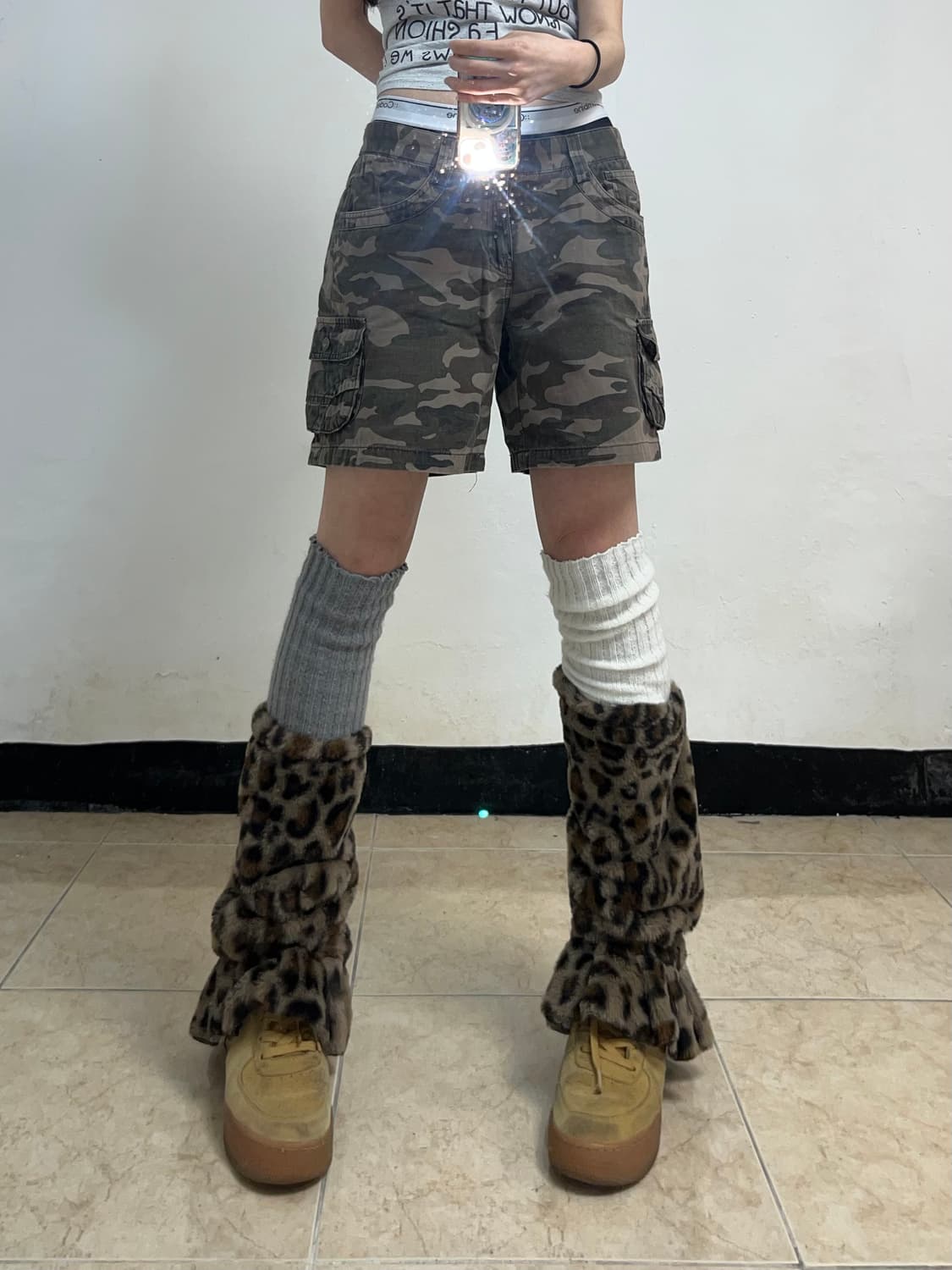 Y2K 카모 버뮤다 팬츠 상품이미지4