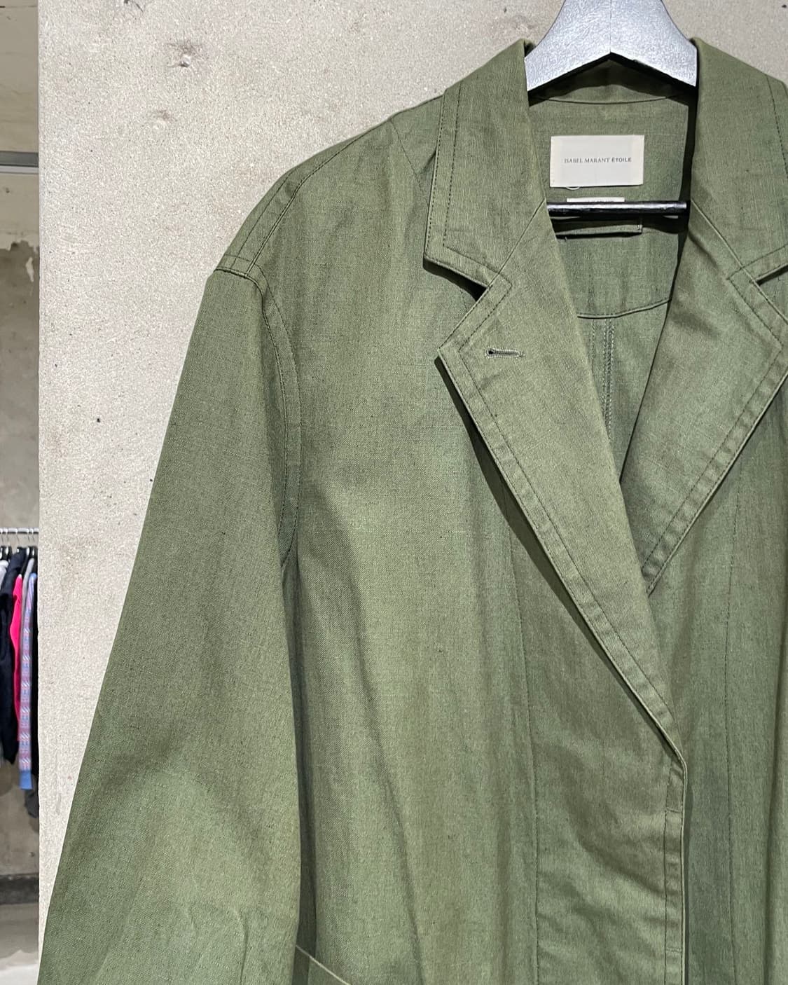 이자벨 마랑 에뚜왈 그린 히든 버튼 코튼 코트 상품이미지2
