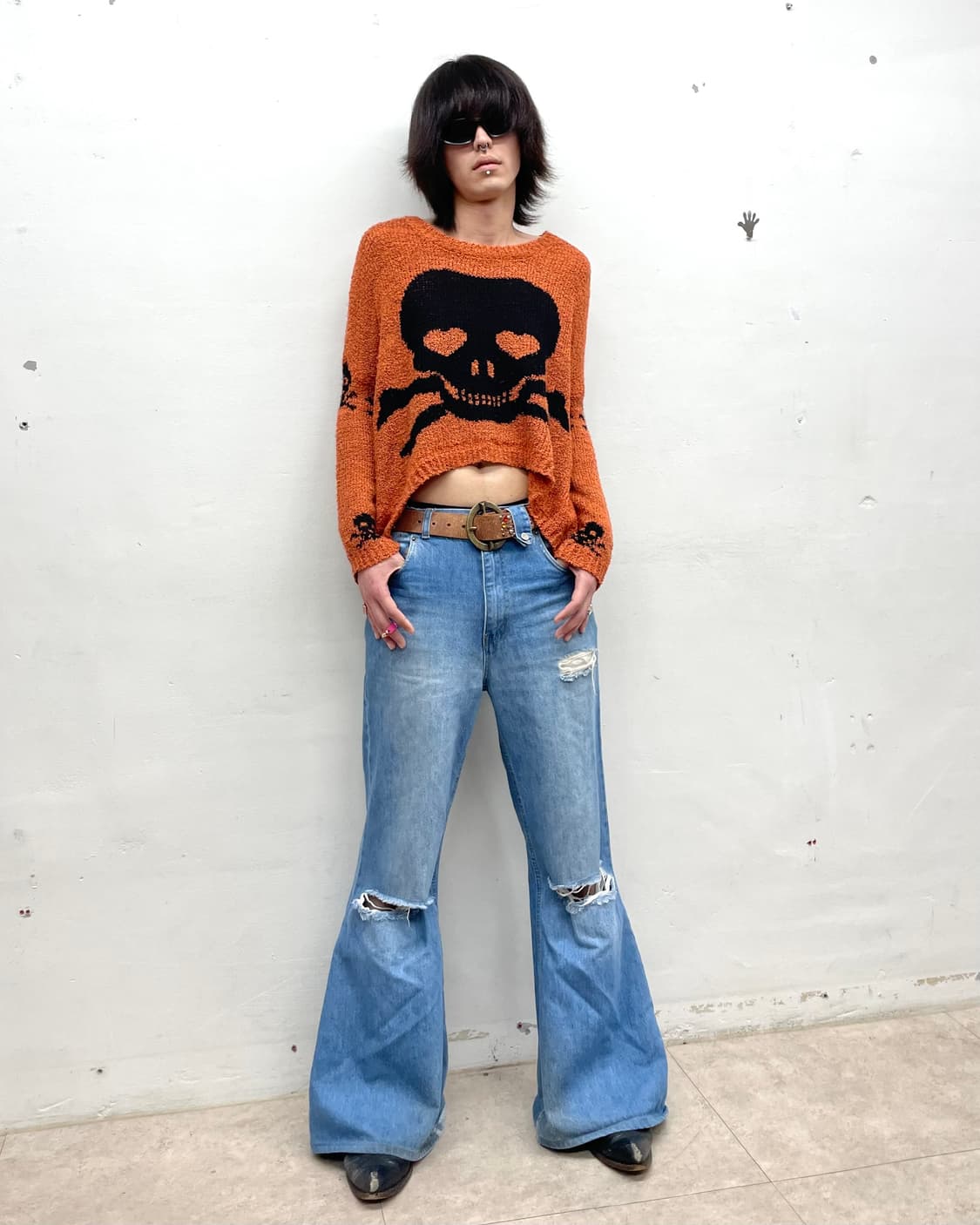 Big Skull Crop Orange Knit 상품이미지8