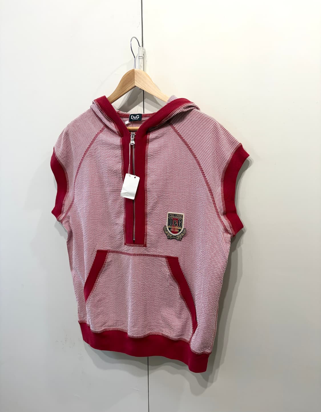 돌체앤가바나 스트라이프 하프집업 후드 베스트 상품이미지2