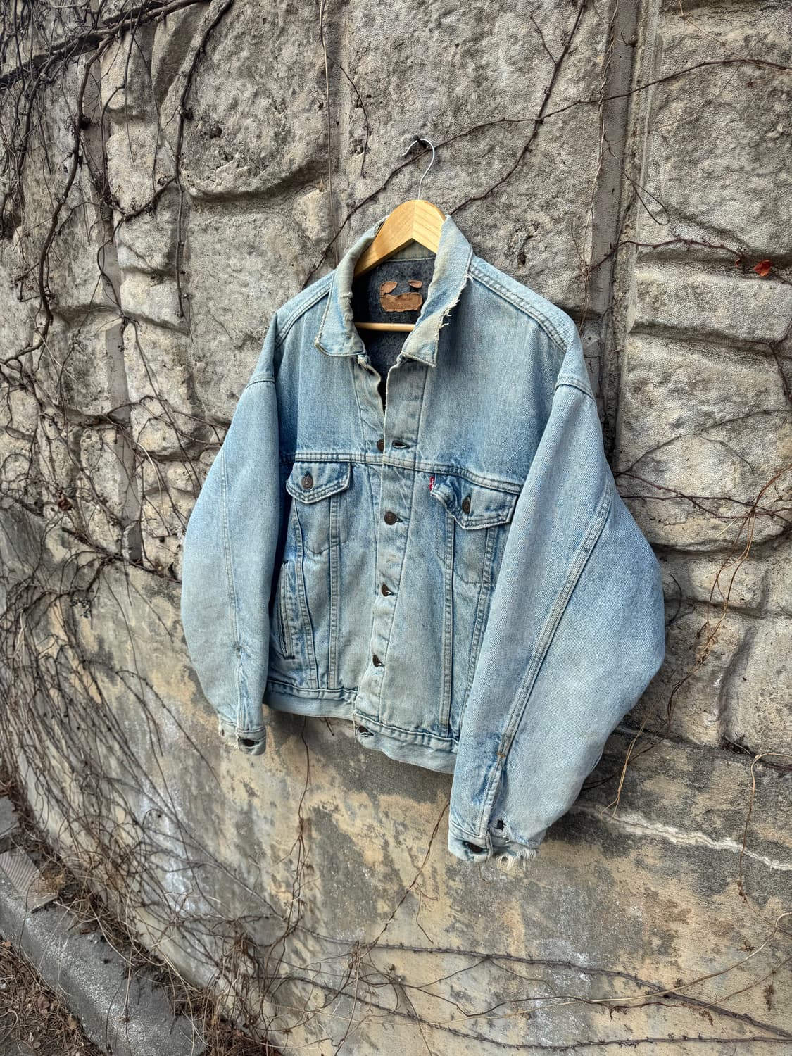 80s 리바이스 빈티지 컨디션 블랭킷 안감 데님 트러커 자켓 L 상품이미지4