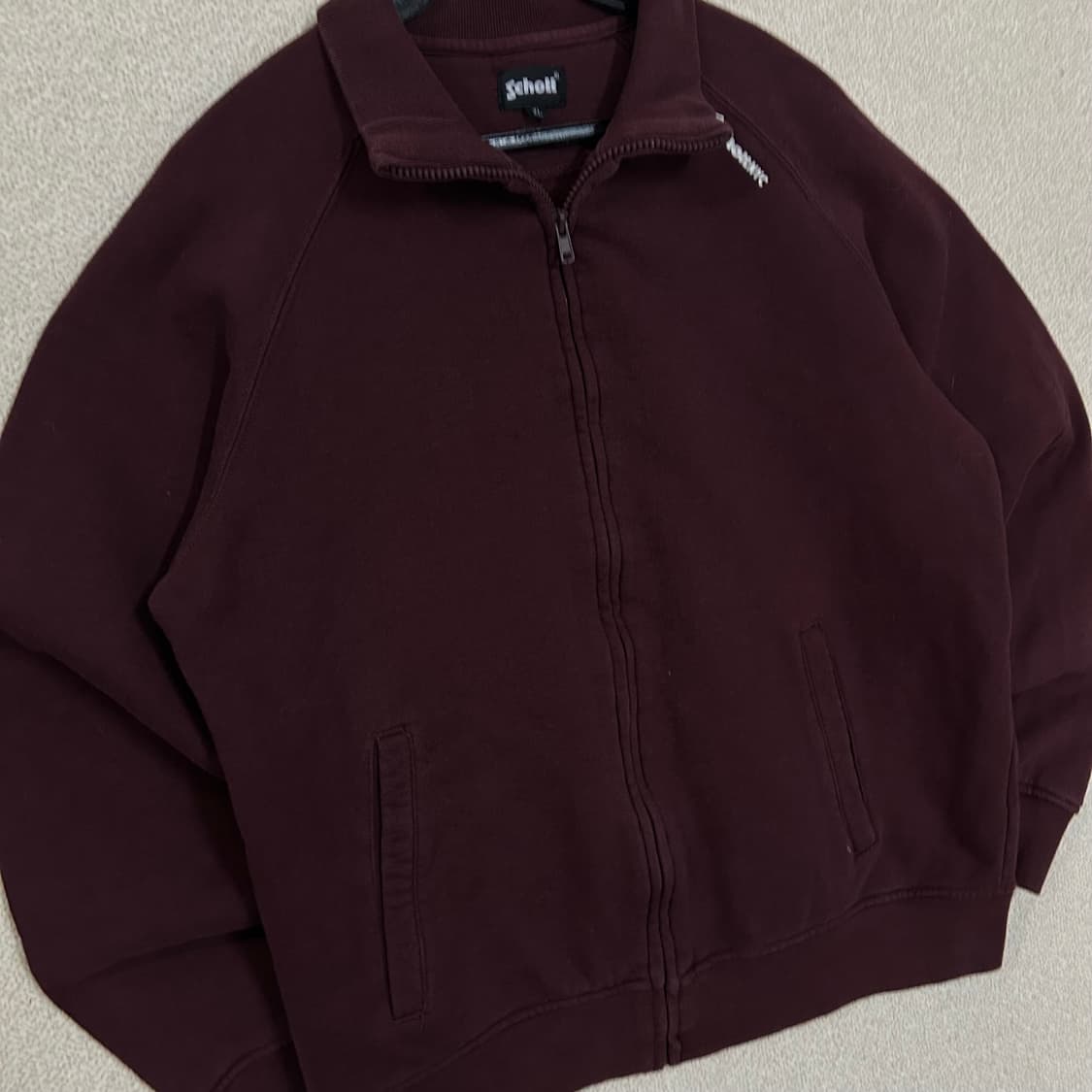  (XL) 90s 쇼트 버건디 코튼 집업 상품이미지3