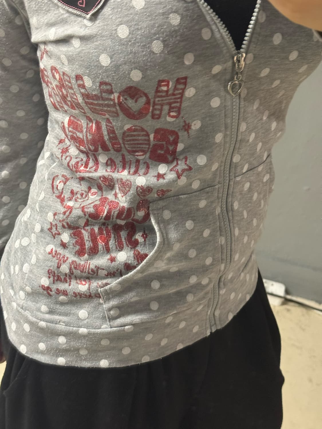dot pattern kawaii printing hood zip-up 상품이미지3