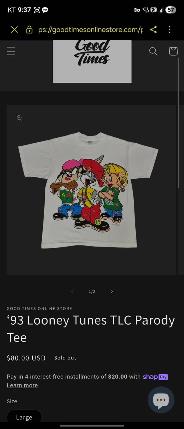 1993 Warner Bros Looney Tunes x TLC 패러디 상품이미지5