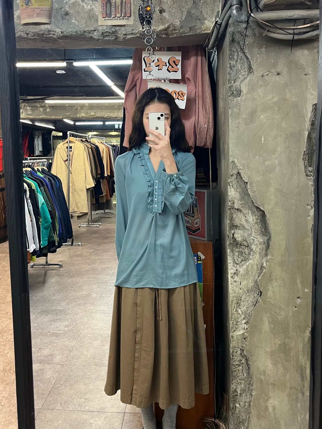 빈티지 셔링 블라우스 그린 #csz3268 상품이미지2