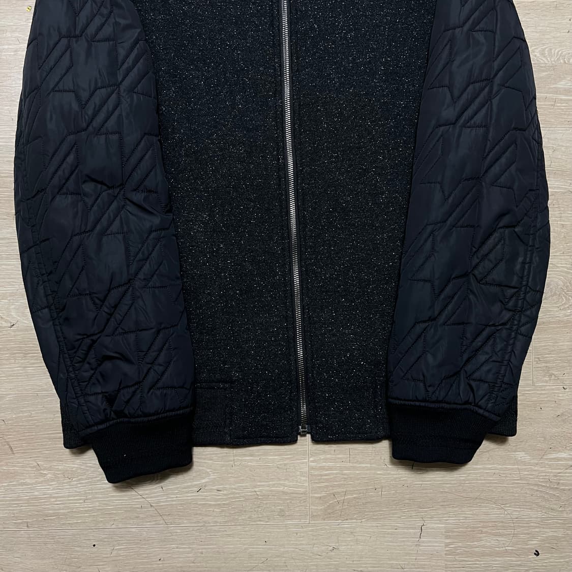 앤드지 지오지아 퀼팅 소매 배색 블루종 봄버자켓 [블랙] L/100 상품이미지3