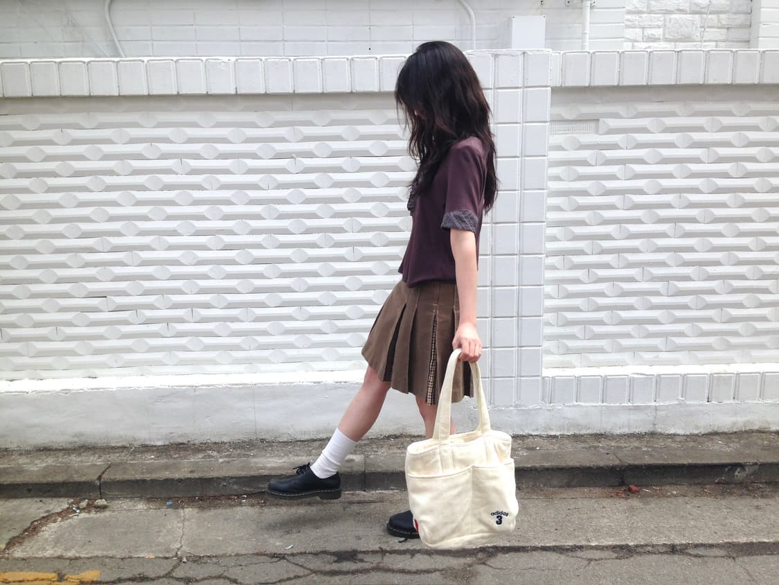 빈티지 프릴 반팔 셔츠 브라운 상품이미지6