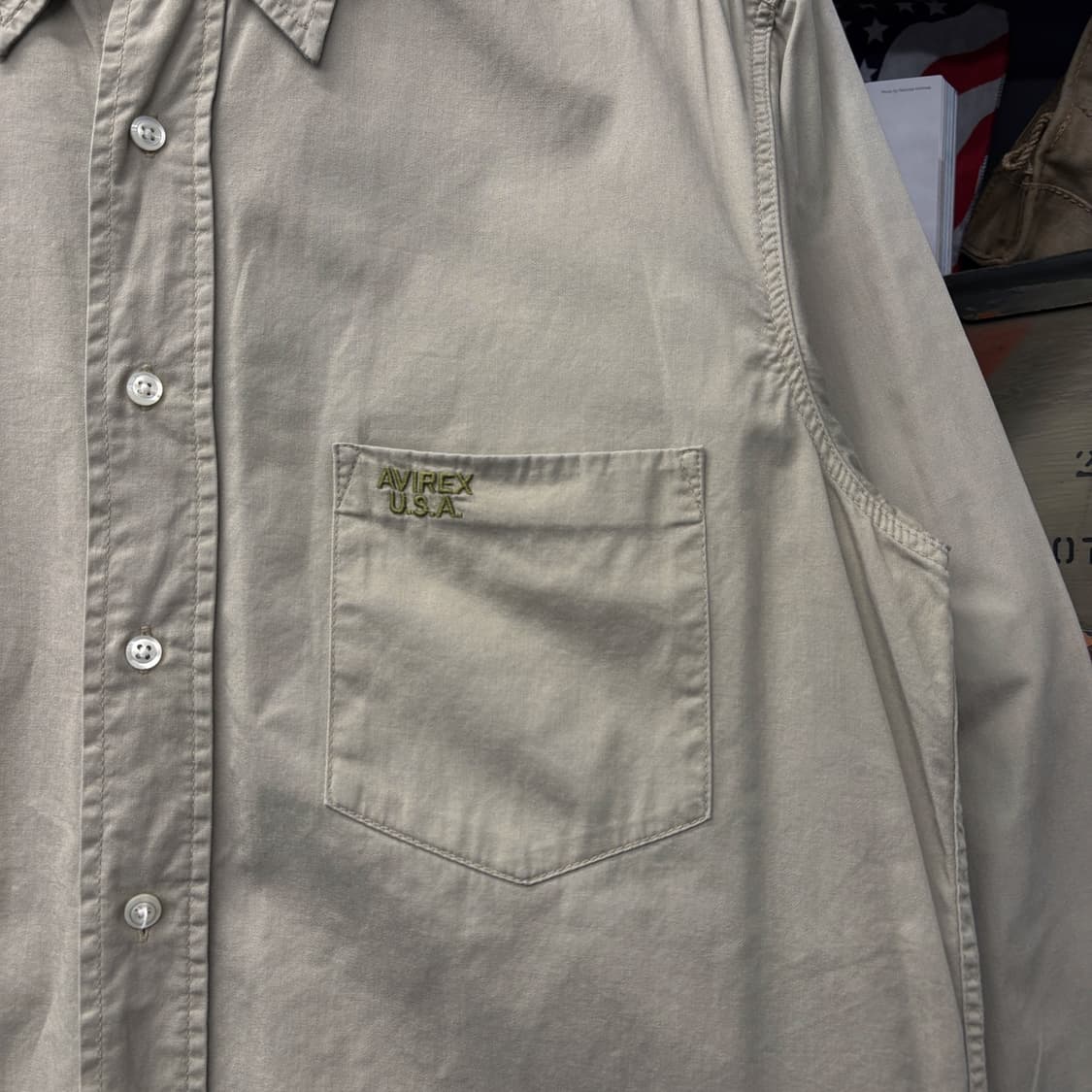 90s 아비렉스 자수포켓 클래식 코튼셔츠 미국생산 N442 상품이미지5