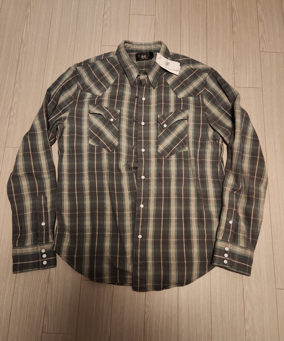 더블알엘 rrl 슬림핏 플래드 트윌 웨스턴 셔츠 L 상품이미지2