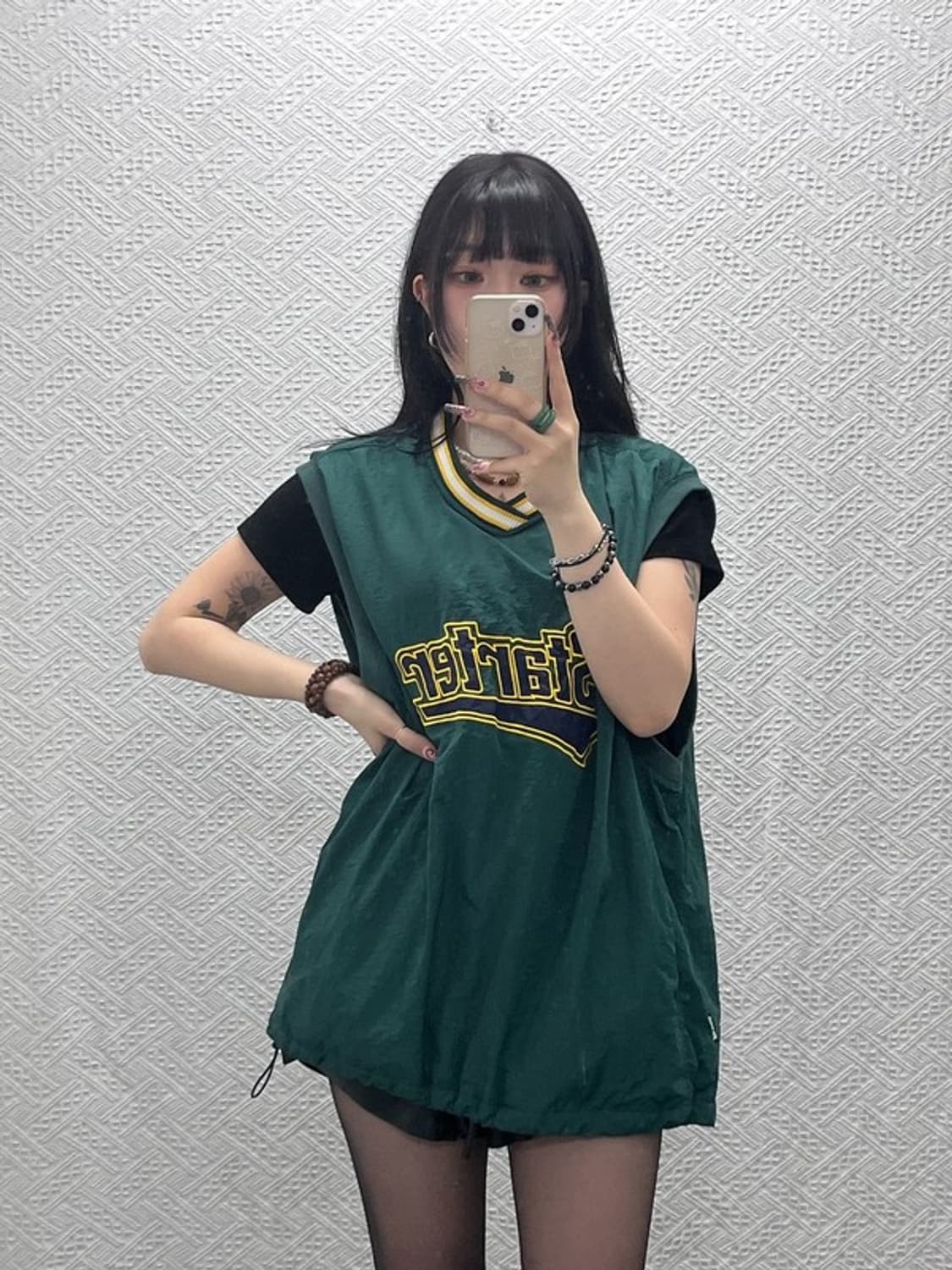 스타터 올드스쿨 레트로 스포티 딥그린 바람막이 조끼 L C12052 상품이미지2