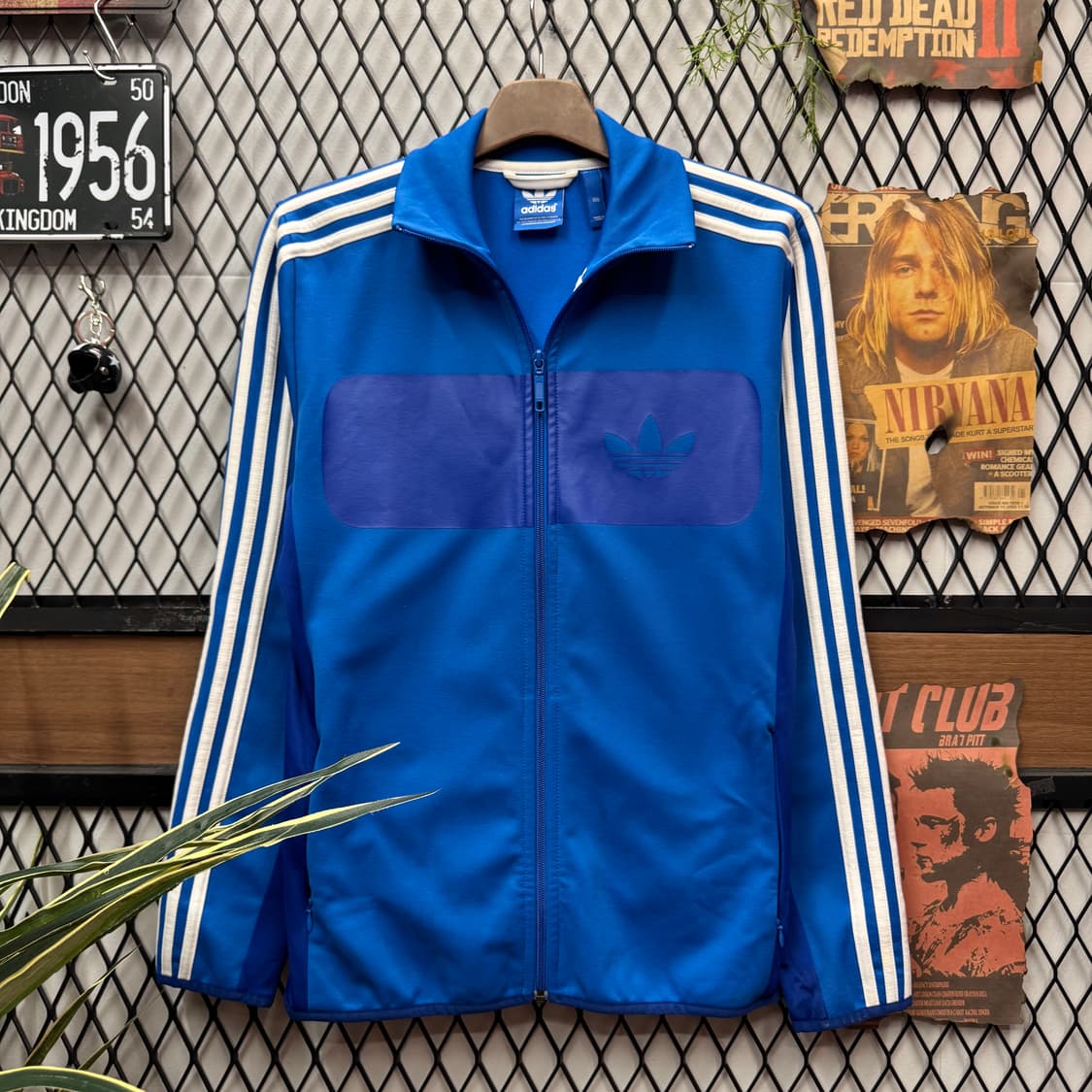 아디다스 오리지널 빈티지 트랙자켓 전면 배색 로고 포인트 블루 상품이미지1