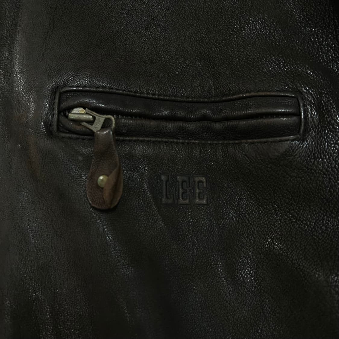 (L) 90s 쌍방울 Lee 리 가죽 자켓 브라운 상품이미지3