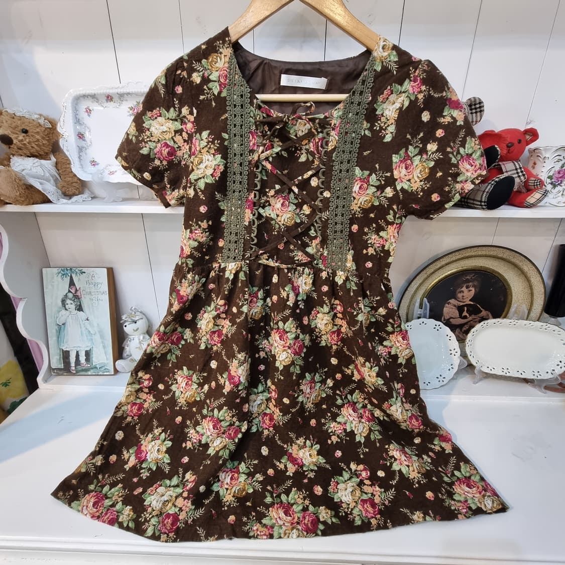 SHEENA DEL RAY 브라운 플로럴 코르셋 레이스 원피스 상품이미지4