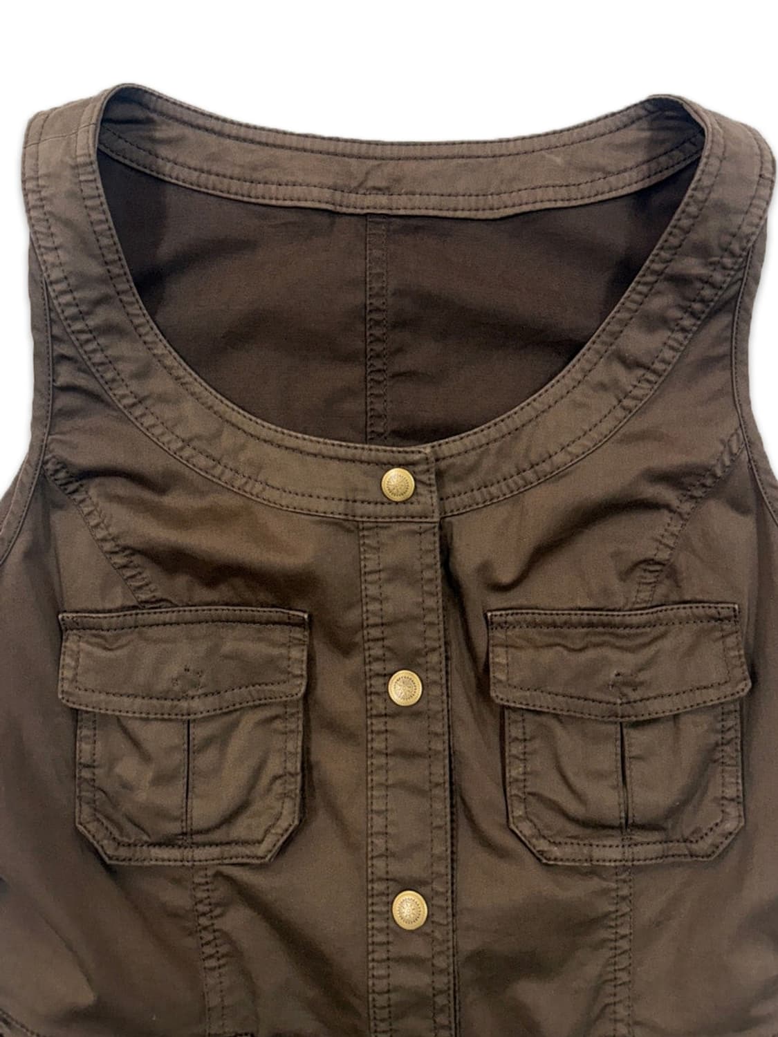 빈티지 브라운 포켓 디테일 베스트 상품이미지3