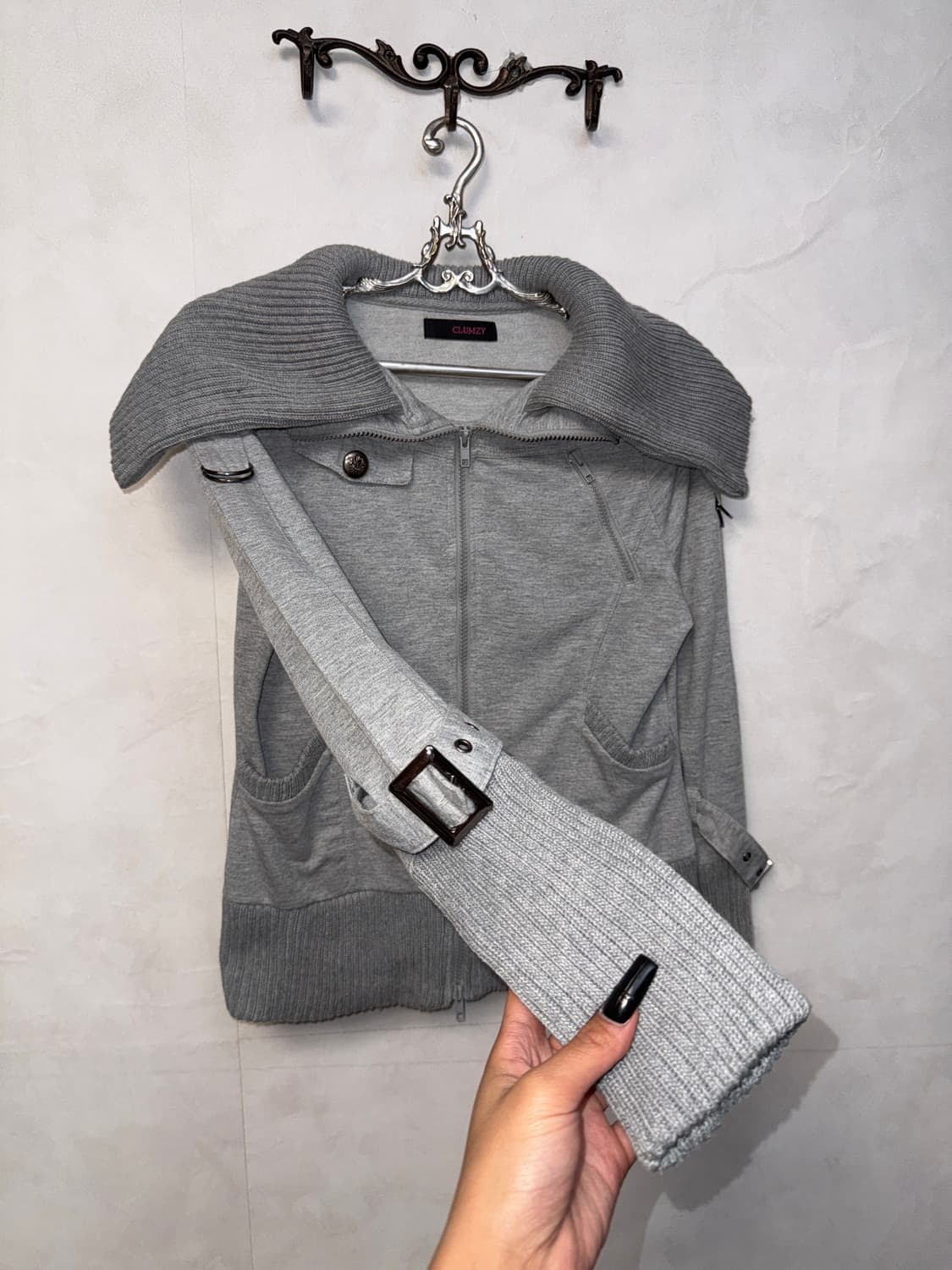 Gray buckle warmer neck two ways zipup  상품이미지4