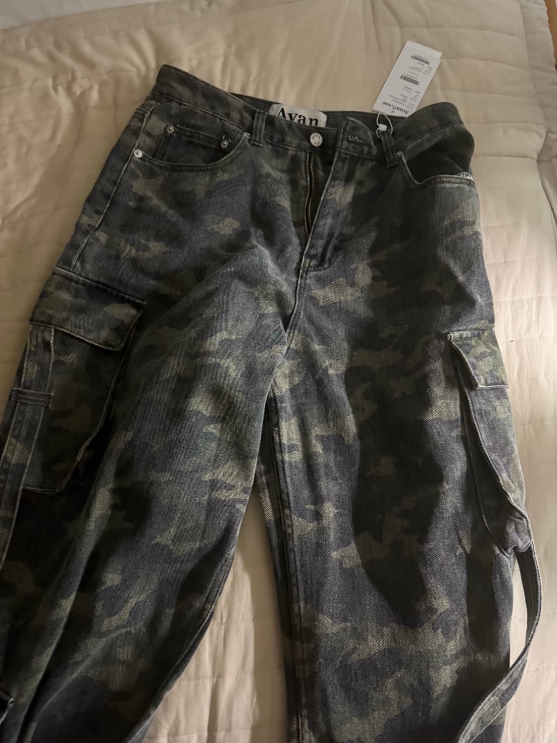 어반드레스 리본 와이드 카고 팬츠 CAMO L 상품이미지2