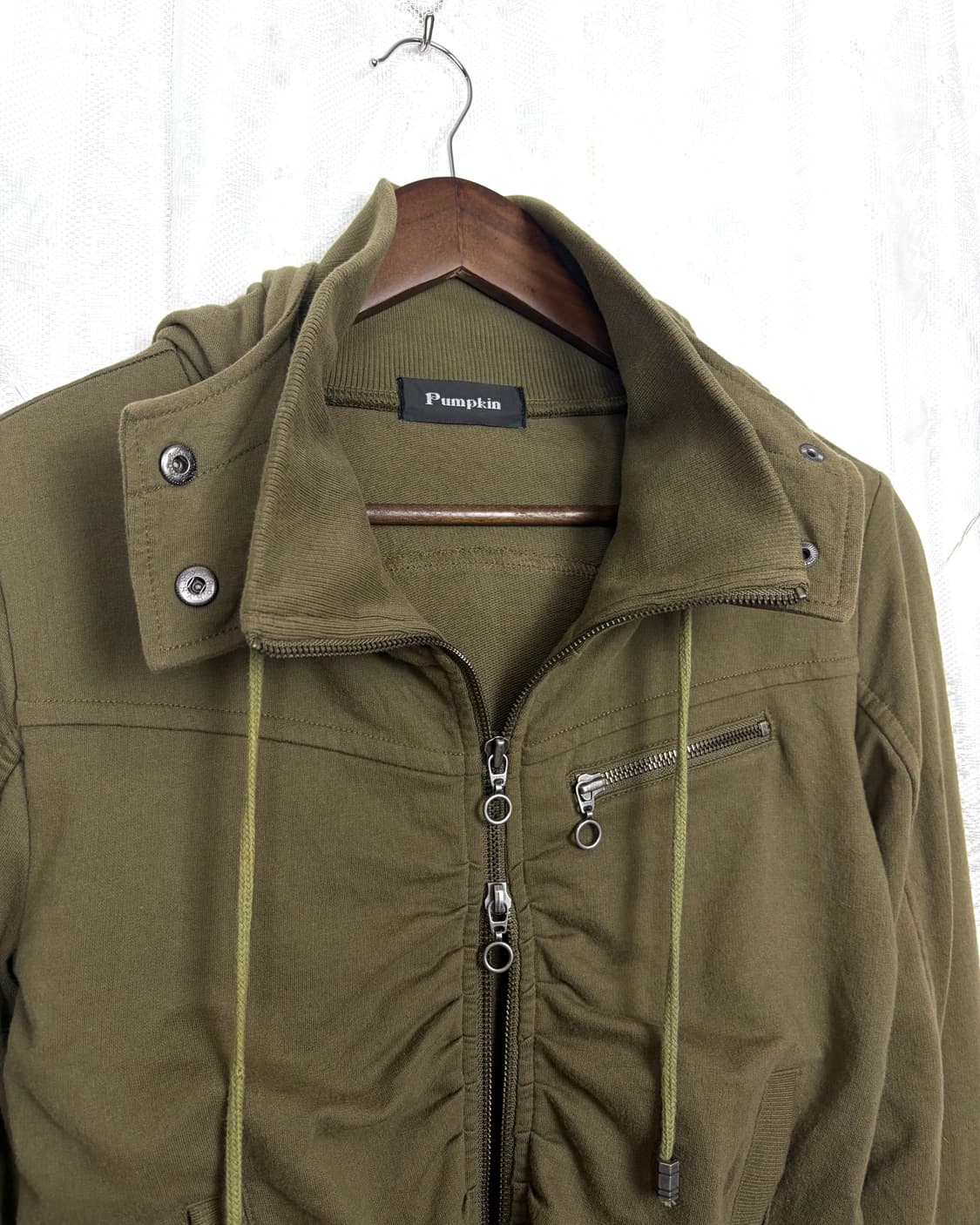 PUMPKIN Shirring High-neck Hooded Zip-Up 상품이미지4