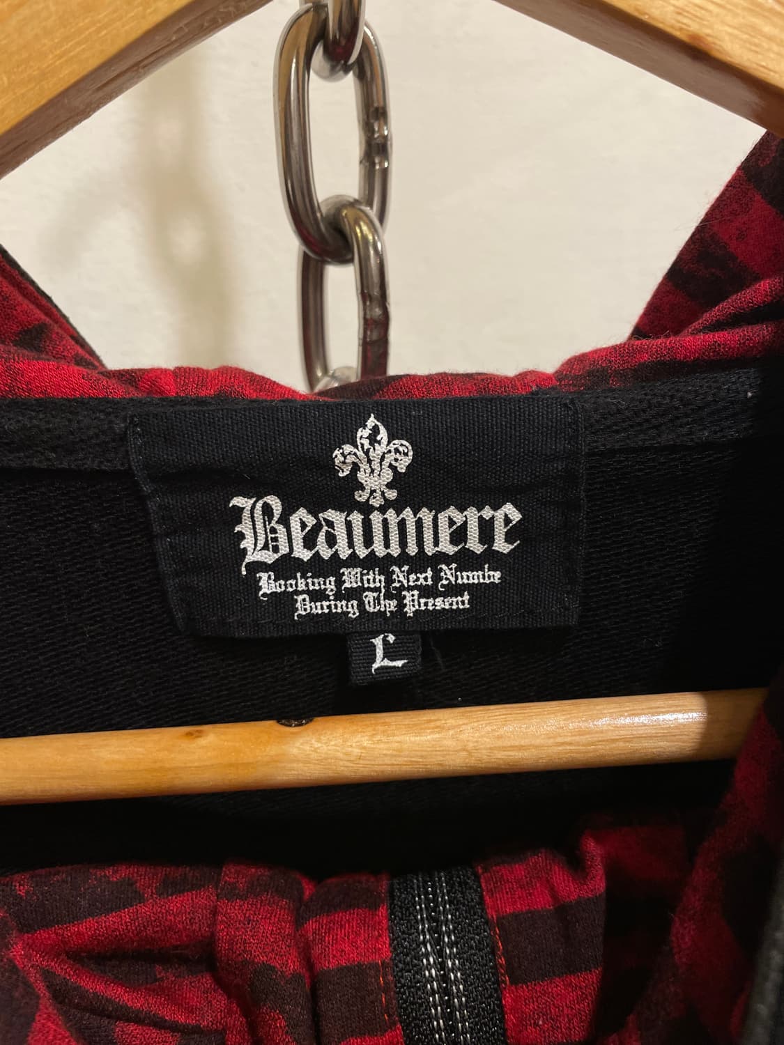 beaumere 실버 레터링 레드 후드 블랙 집업 베스트 펑크 y2k 상품이미지7