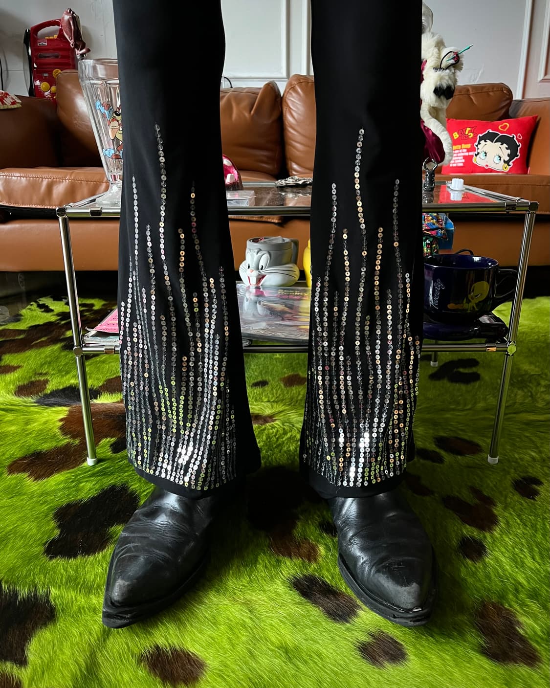 Jpn Vintage Spangle Trim Boots-Cut Pants 상품이미지3