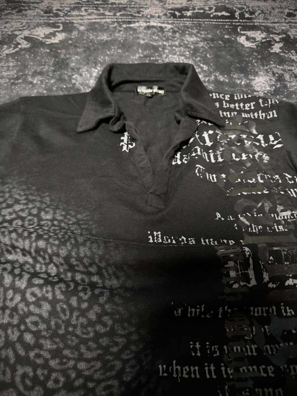 Printed Detail Black T-shirt 상품이미지2