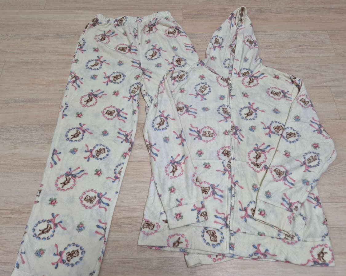 빈티지 리본 테디베어 홈웨어 세트  상품이미지1