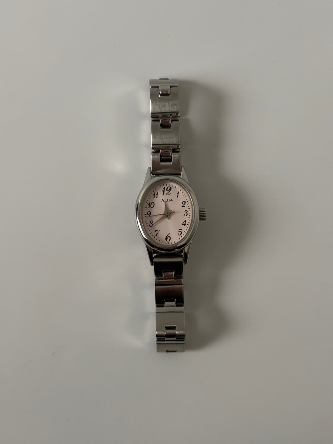 세이코 알바 1990년대 빈티지 시계 핑크 실버 오벌 쿼츠 여성 상품이미지3