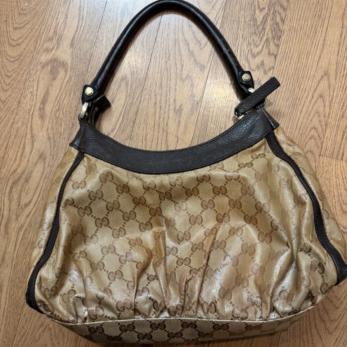 Gucci GG 크리스탈 코티드 캔버스 금장 호보 토트백 상품이미지6
