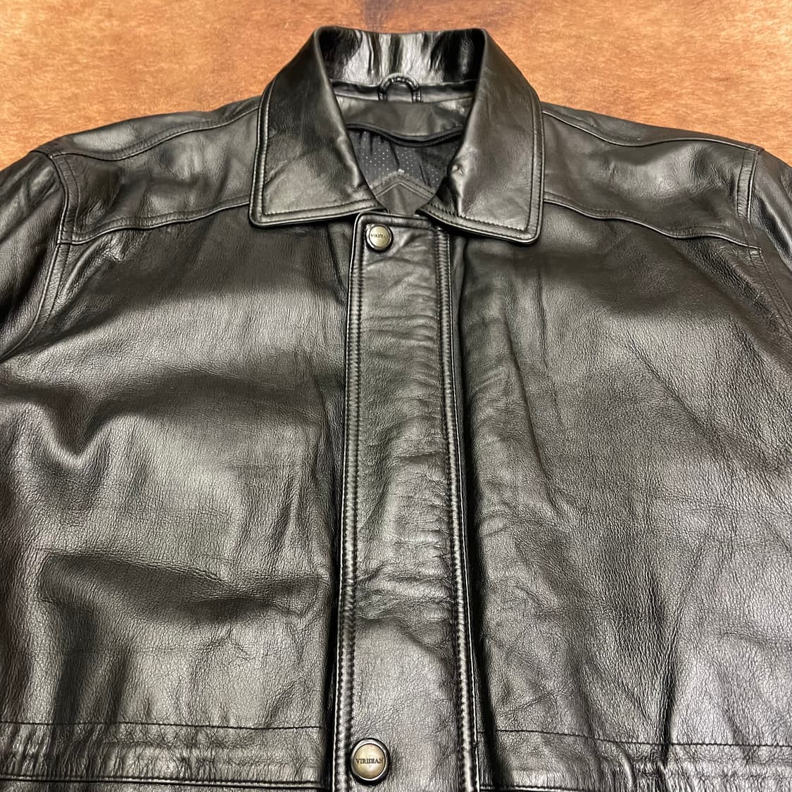 90's Viridian leather car coat 상품이미지3