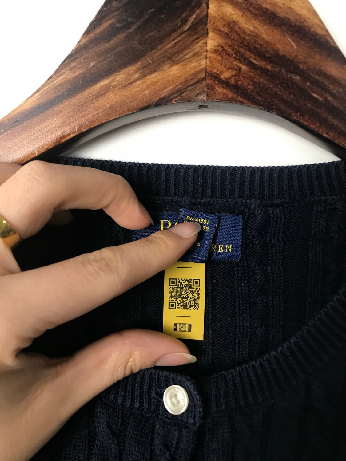 폴로 랄프로렌 QR 신형 네이비 꽈배기 니트 가디건 상품이미지5