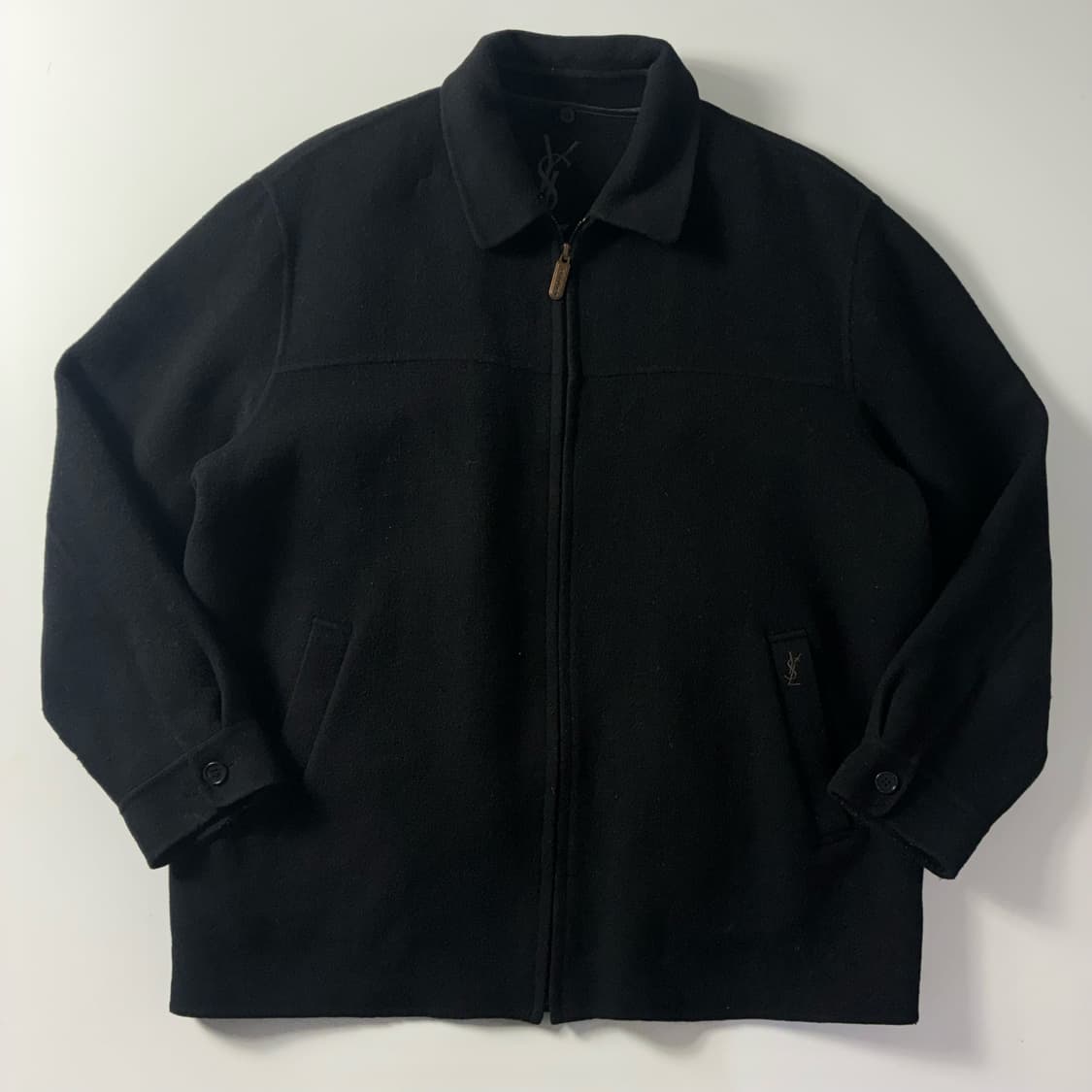 YSL  입생로랑 자수 블랙 울 숏코트  상품이미지1