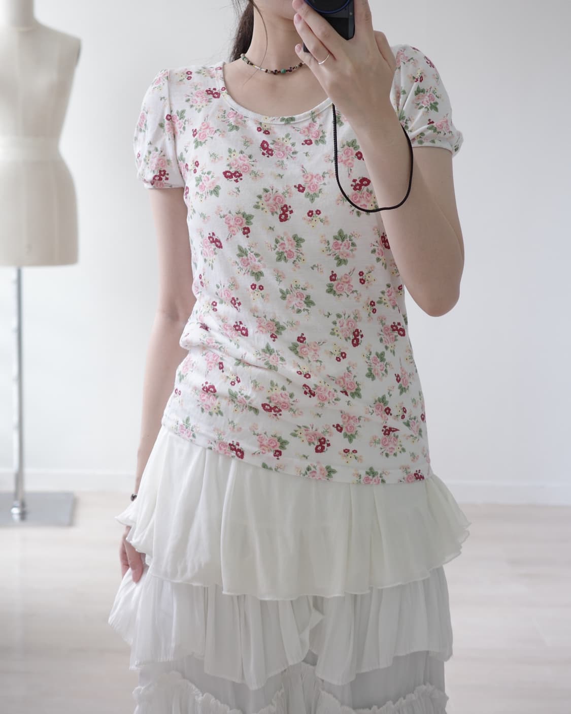  Organic floral half tee-shirts 상품이미지3