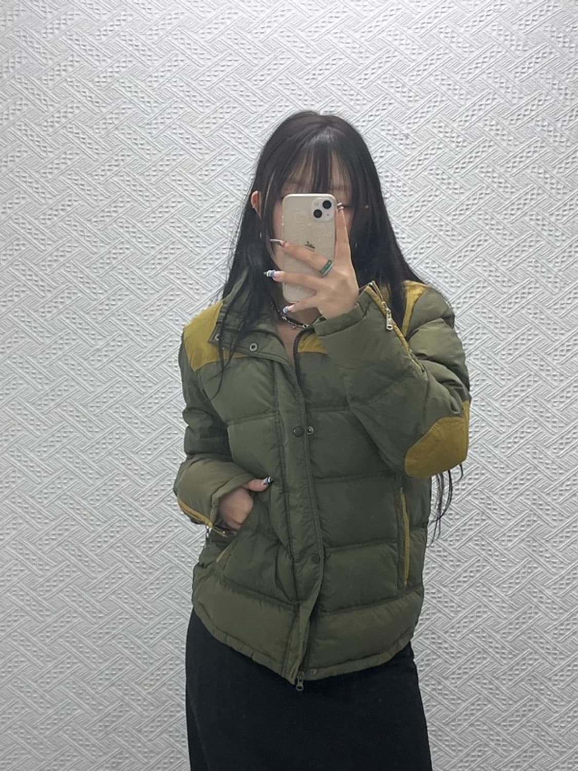 노스페이스 레트로 빈티지 말차카키 엘보패치 패딩 100 C07726 상품이미지1