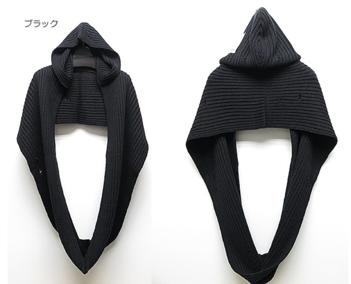 Moonage devilment 후디드 데미지 니트 머플러 상품이미지2