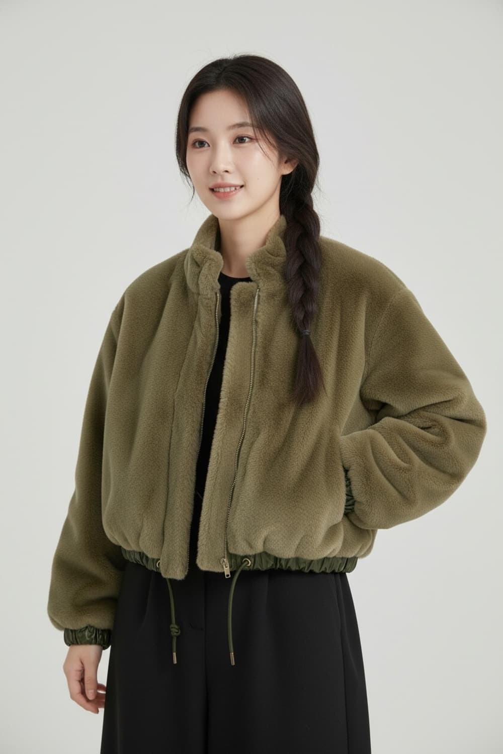 JULL-LOG 줄로그 퍼 크롭 점퍼 자켓 F 상품이미지1