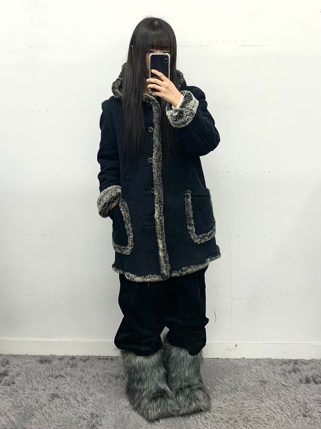 Ppfm 퍼 후드 코트 상품이미지1