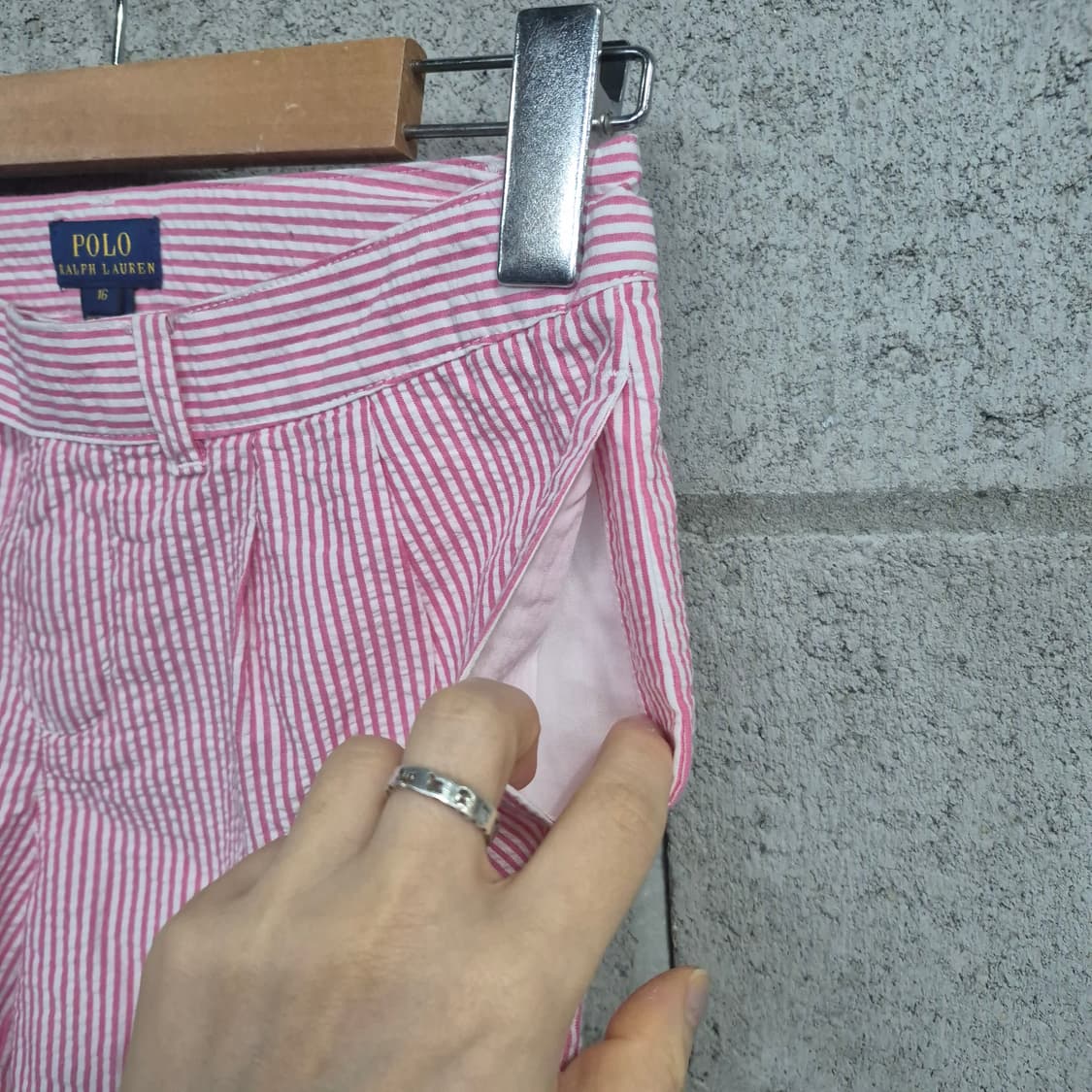 폴로 여성 핑크 시어서커 반바지 상품이미지3