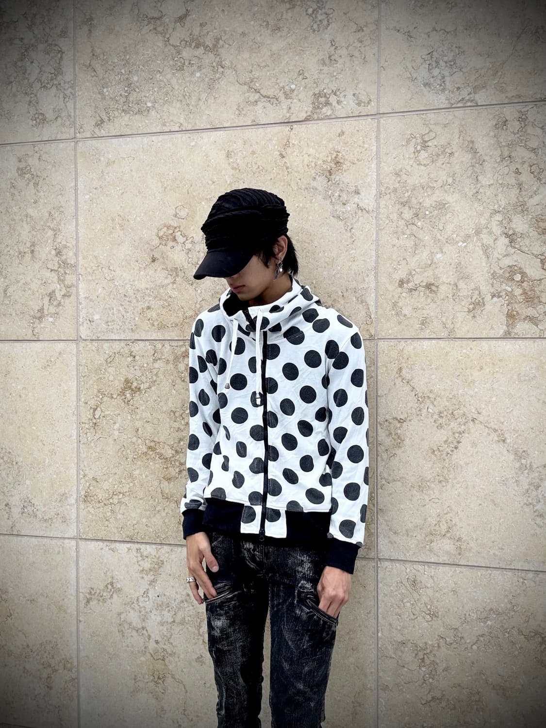 “RAGOUT” Y2K Dot Pattern 2-way Hoodie zi 상품이미지6