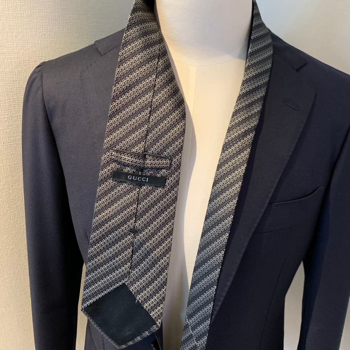 구찌(GUCCI) GG스몰로고 모노그램 블랙 명품넥타이 A+등급 상품이미지2