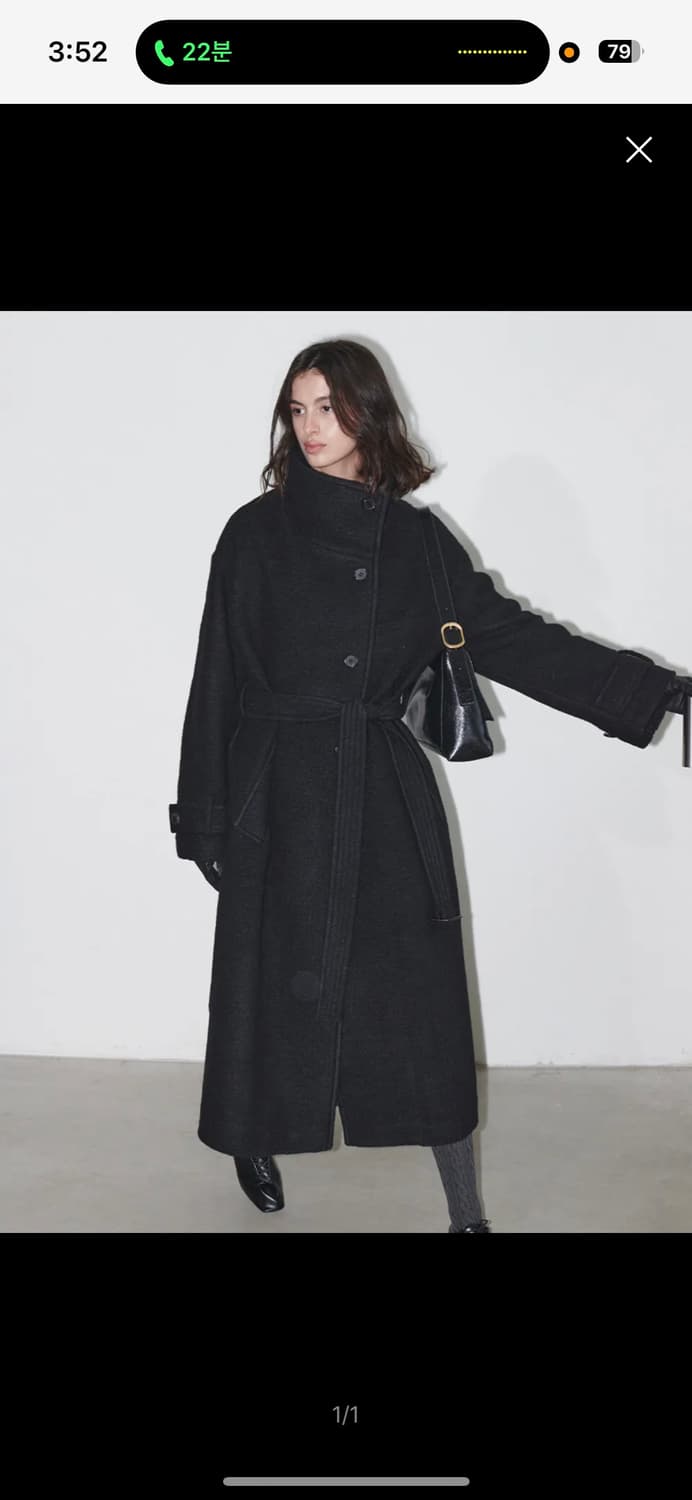 루에브르 벨티드 하이넥 롱코트 상품이미지1