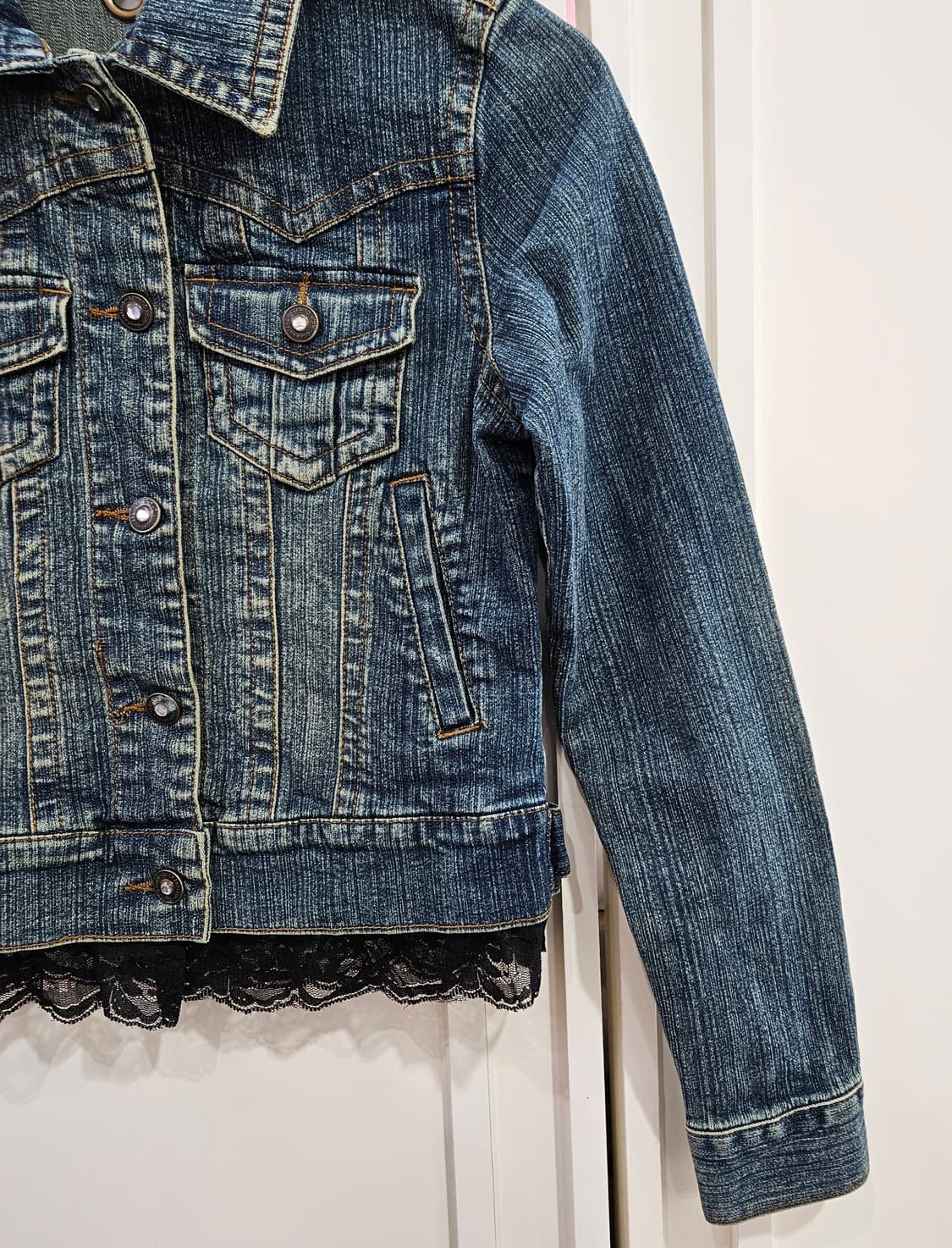 데님 자켓 레이스 포인트 상품이미지4