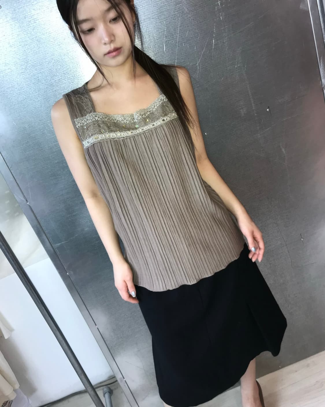 Tea Tam 스팽글 레이스 나시  상품이미지5