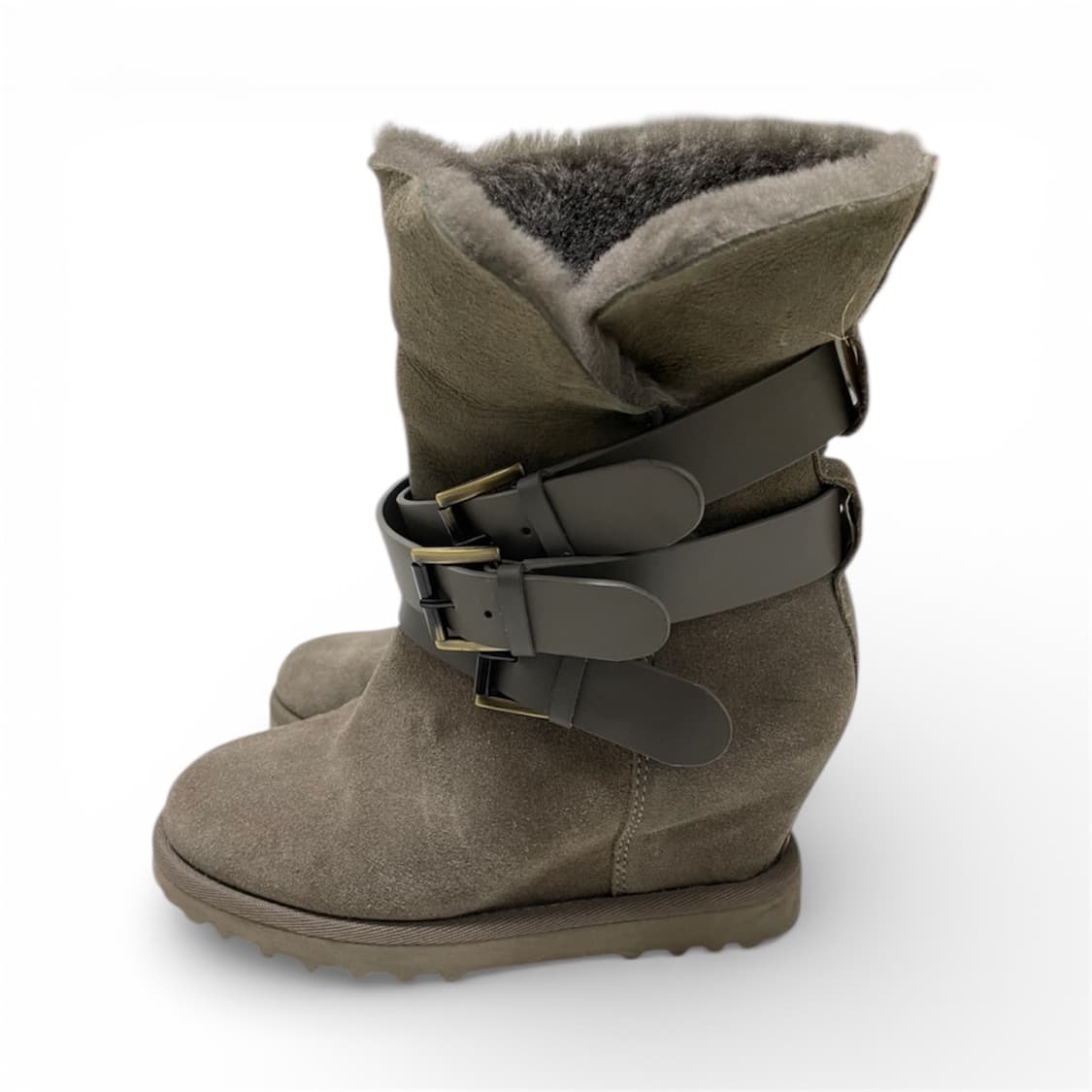 Ash 히든 웨지 스웨이드 퍼 멀티 버클 부츠 37 상품이미지1