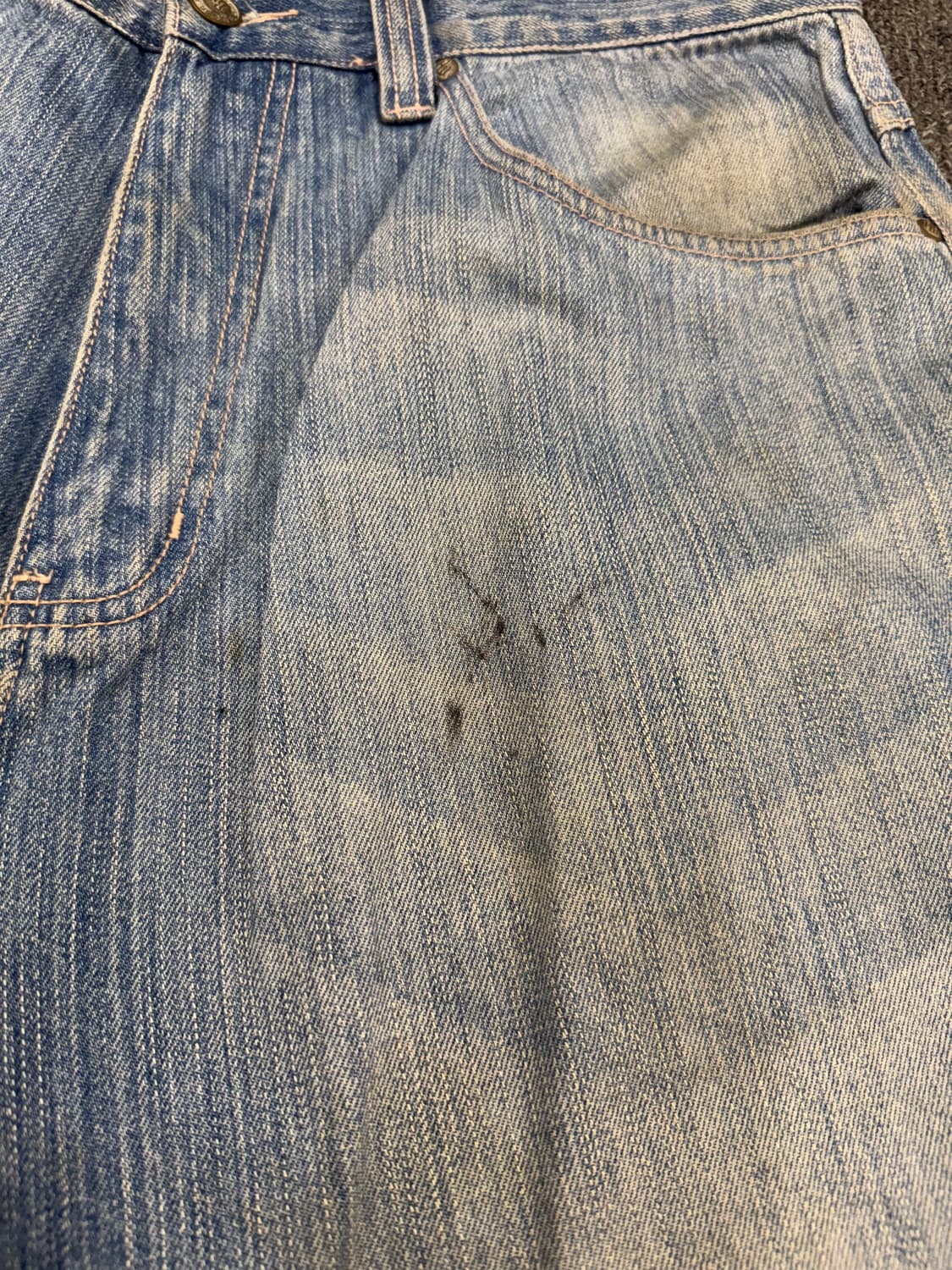 36) 로카웨어 빈티지 y2k 핸드드로잉 커스텀 연청 힙합팬츠 상품이미지3