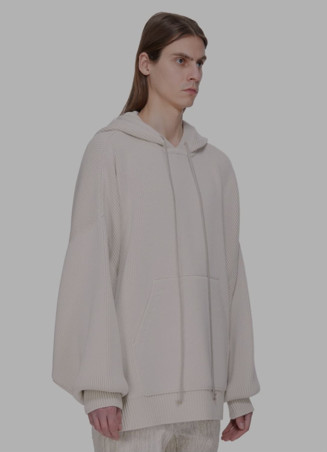 릭오웬스/ FW25 런웨이 HUN 알파카 후드 스웨터 밀크/M 상품이미지1