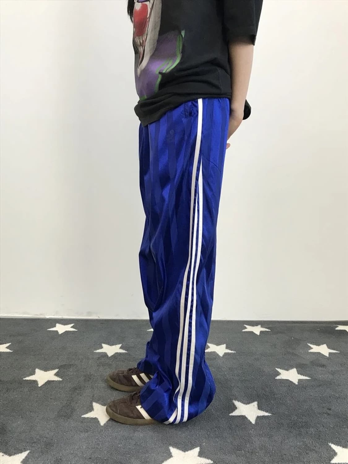 Adidas Blue Satin 3 Stripe Track Pants 상품이미지1