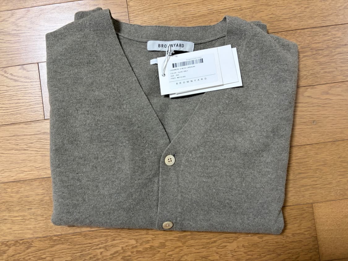[3] 브라운야드 캐시미어 브이넥 가디건 올리브 그레이 새상품 상품이미지2