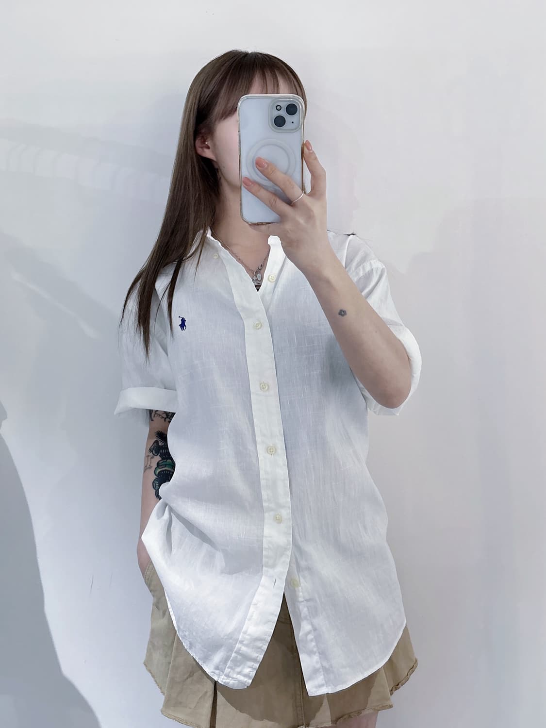 폴로랄프로렌 네이비포니 화이트 반팔 셔츠 상품이미지1