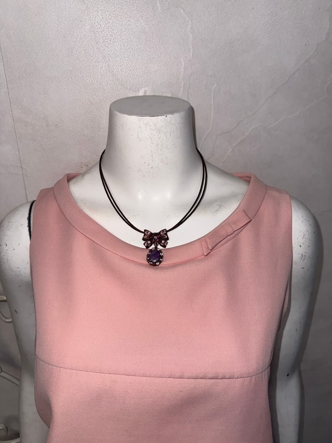 Purple ribbon cubic necklace  상품이미지3
